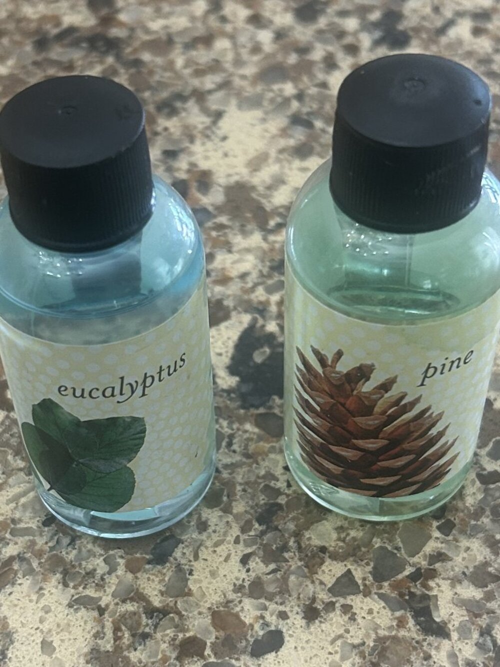Set of Two Essential Oils - Eucalyptus and Pine scent.